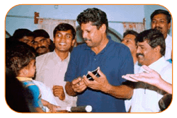Mr. N Bitra, Friends & Family, With Mr. Kapil Dev & Sri PNV Prasad, Ex. SAAP Chairman, The occasion of Kinetic Boss Vehicle Opening at Bitra's House At Banjara Hills, Road No. 10, On 21st Oct'2002. Mr. N Bitra, Friends & Family, With Mr. Kapil Dev & Sri PNV Prasad, Ex. SAAP Chairman, The occasion of Kinetic Boss Vehicle Opening at Bitra's House At Banjara Hills, Road No. 10, On 21st Oct'2002.