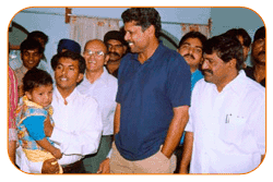 Mr. N Bitra & Bill Bitra, Sri PNV Prasad, Ex.SAAP Chairman With Mr. Kapil Dev. The occasion of Kinetic Boss Vehicle Opening at Bitra's House At Banjara Hills, Road No. 10, On 21st Oct'2002. Mr. N Bitra & Bill Bitra, Sri PNV Prasad, Ex.SAAP Chairman With Mr. Kapil Dev. The occasion of Kinetic Boss Vehicle Opening at Bitra's House At Banjara Hills, Road No. 10, On 21st Oct'2002.